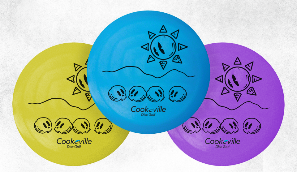 three discs with the Cookeville Disc Golf Branding